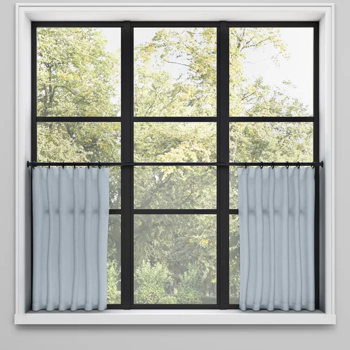 Convertible Pleat Cafe Curtain in Classic Linen – Storm