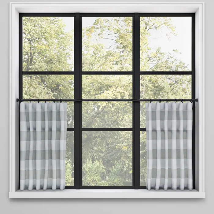 Convertible Pleat Cafe Curtain in Falmouth Asphalt