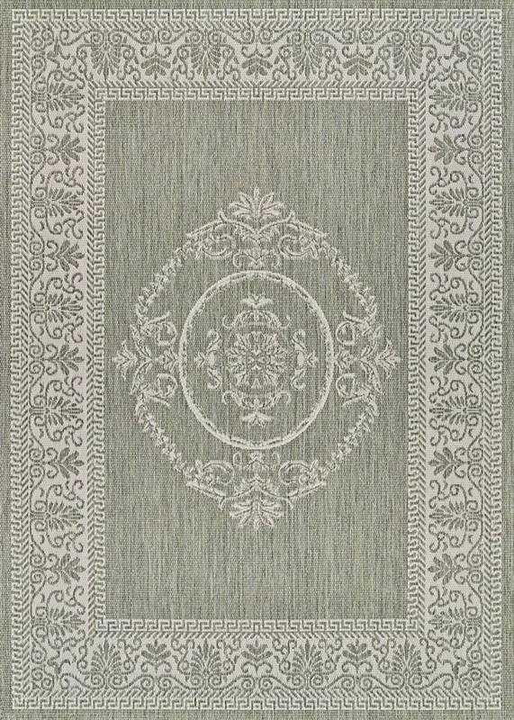 Couristan Recife Antique Medallion 1078/4412 Sage Leaf/Ivory Rug