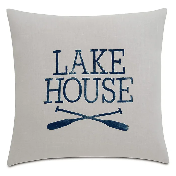 COVE BLOCKPRINTED DECORATIVE PILLOW IN LAKE