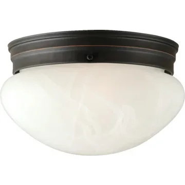 Design House Millbridge 7-5/8 Inch Round Alabaster Glass Diffuser – Oil Rubbed Bronze – 60W Incandescent