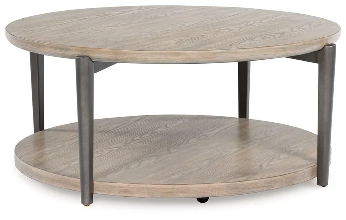 Dyonton – Round Cocktail Table – Light Grayish Brown