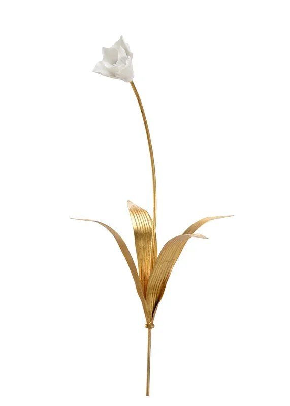 Elegant Porcelain Tulip on Gilded Stem