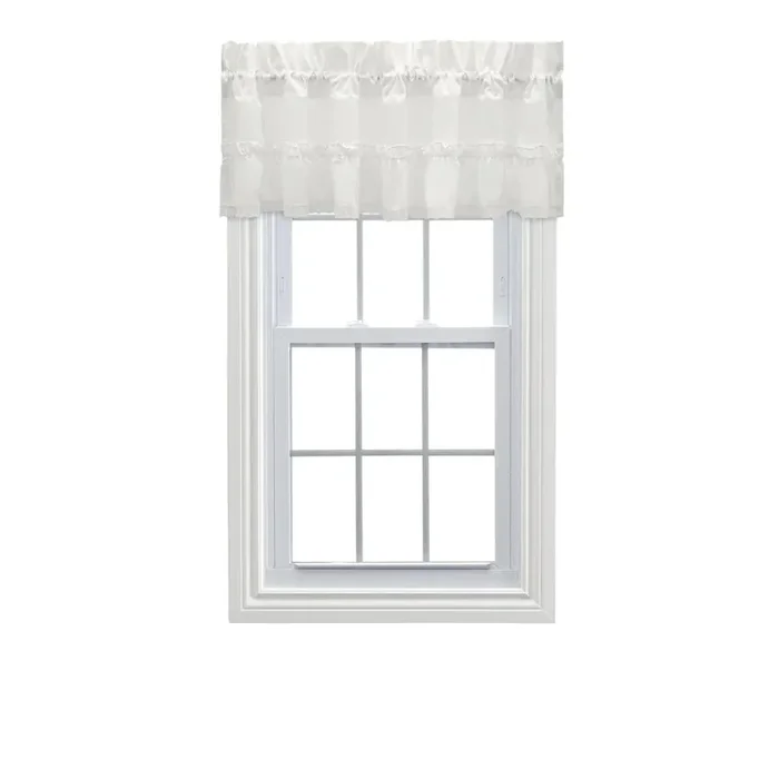 Ellis Curtain Madelyn Ruffled Victorian 1.5″ Rod Pocket Valances for Windows 60″ x 16″ Natural
