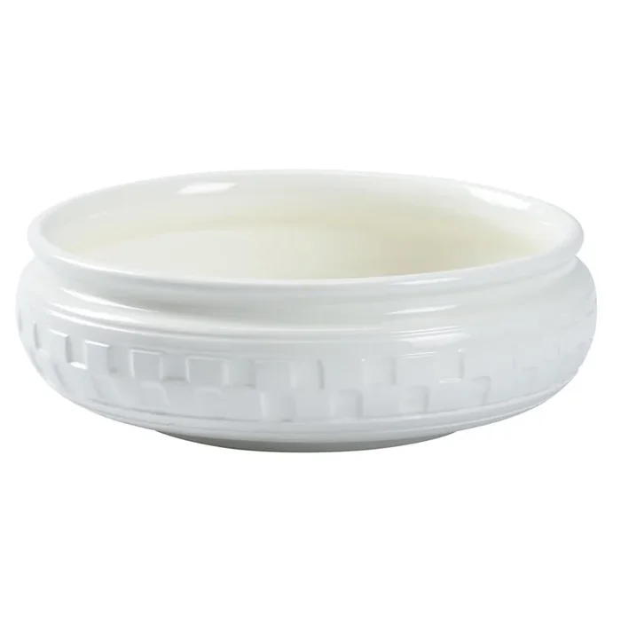 Embossed White Ceramic Bowl