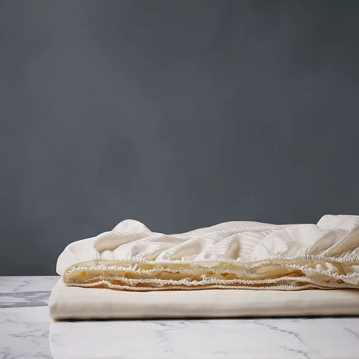 EMILIO JACQUARD STRIPE FITTED SHEET IN IVORY