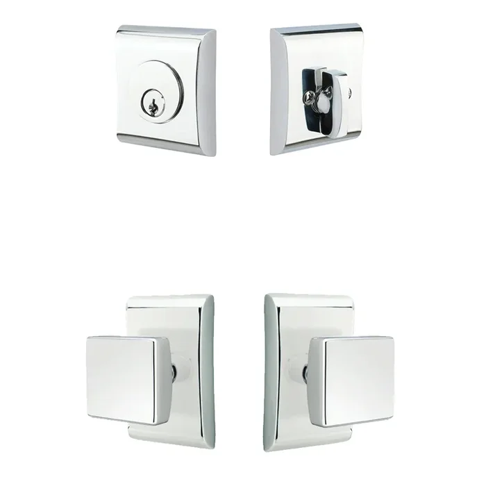 Emtek Single Door Entryway Square Knob With Neos Rosette