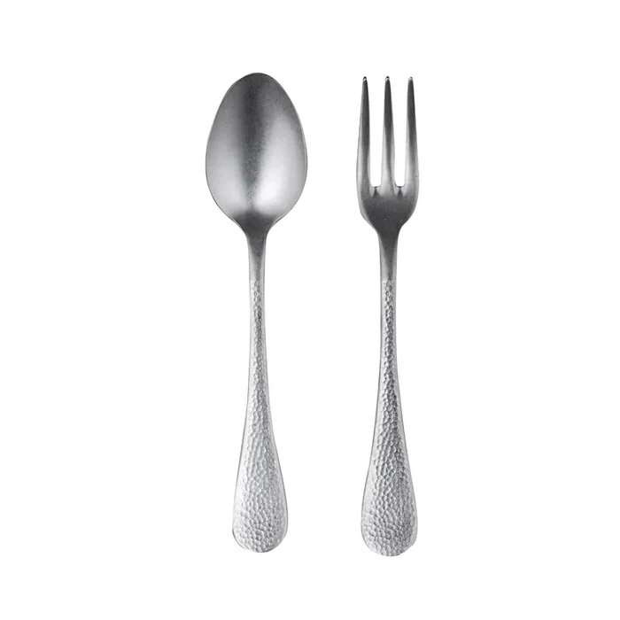 Epoque 2 Pcs Pewter Finish Serving Set, Silver