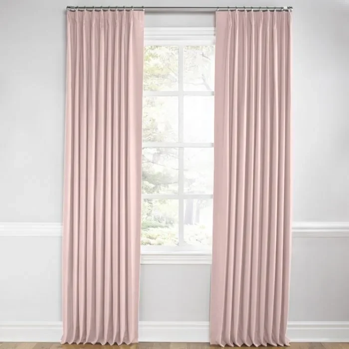 Euro Pleat Drapery in Classic Linen – Blush