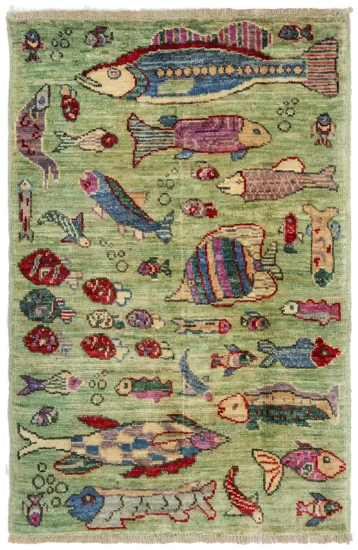 Fish Handwoven Contemporary Rug, J75607