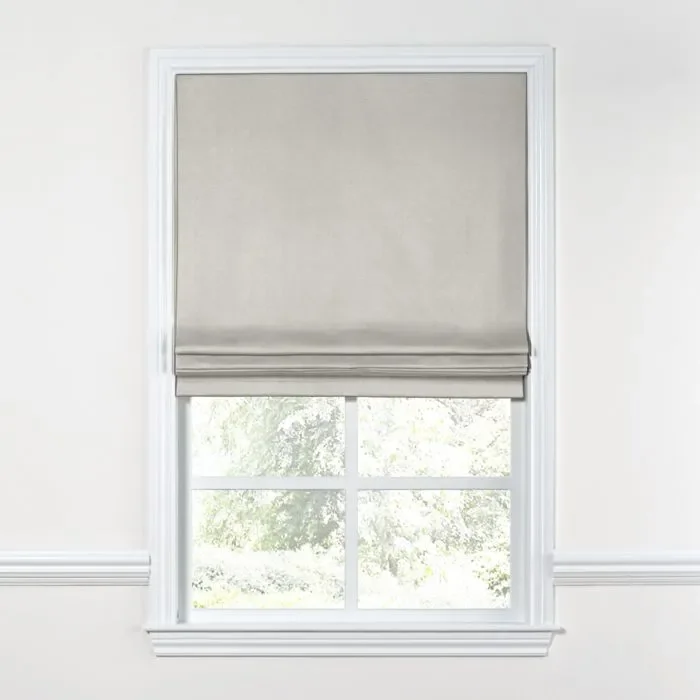 Flat Roman Shade in Classic Linen – Heathered Dove