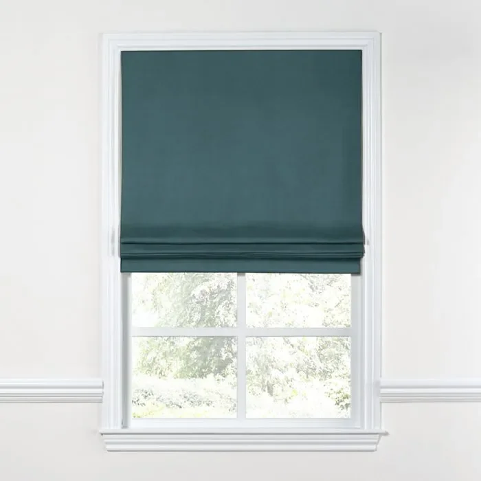 Flat Roman Shade in Classic Velvet – Peacock