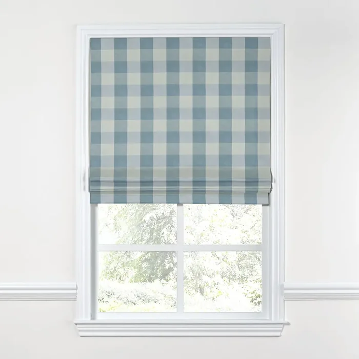Flat Roman Shade in Foxy Plaid – Harbor