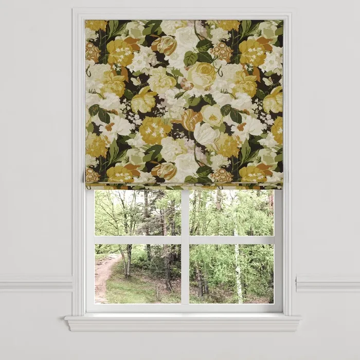 Flat Roman Shade in Garden Tea Time – Moonglow