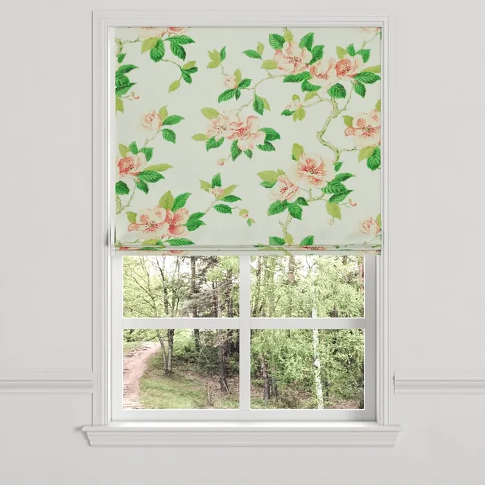 Flat Roman Shade in Grandma’s Floral – Coral