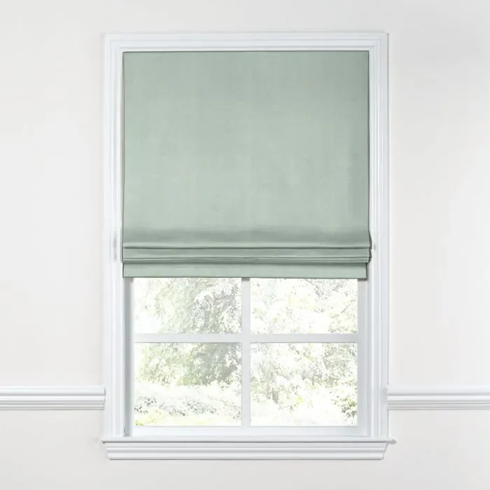 Flat Roman Shade in Lush Linen – Seafoam