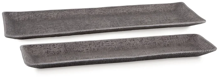 Garekton – Tray Set (Set of 2) – Pewter Finish