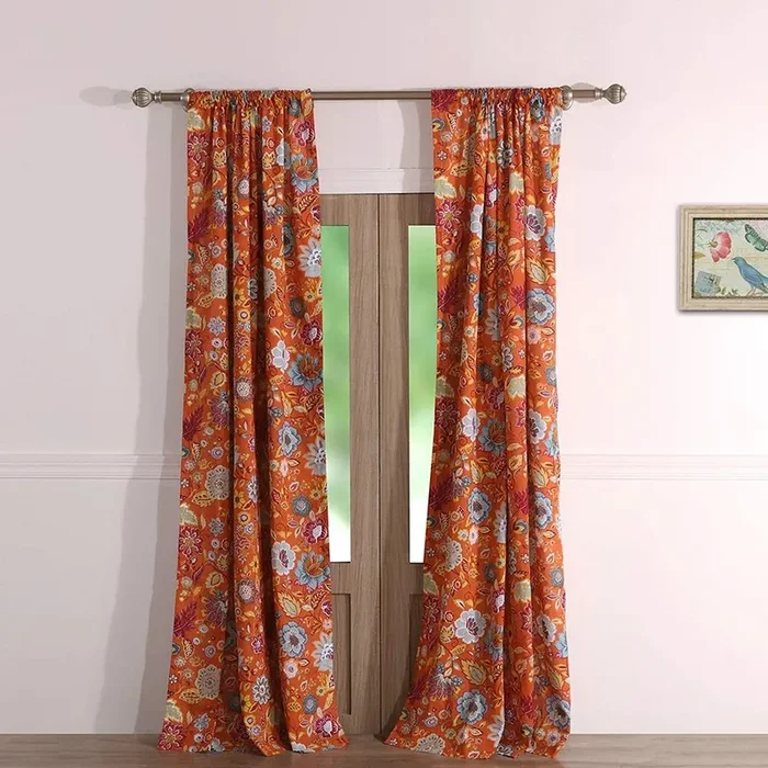 Greenland Home Fashion Astoria Festive Window Curtain Panel Pair With 3″ Rod Pocket – Spice 42×63″