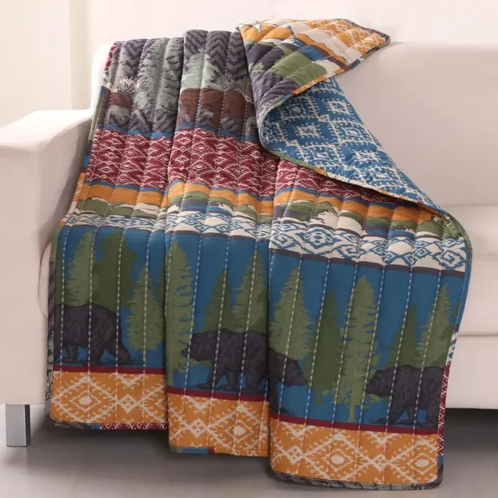 Greenland Home Fashion Black Bear Lodge Accessory Throw – Multi 50×60″