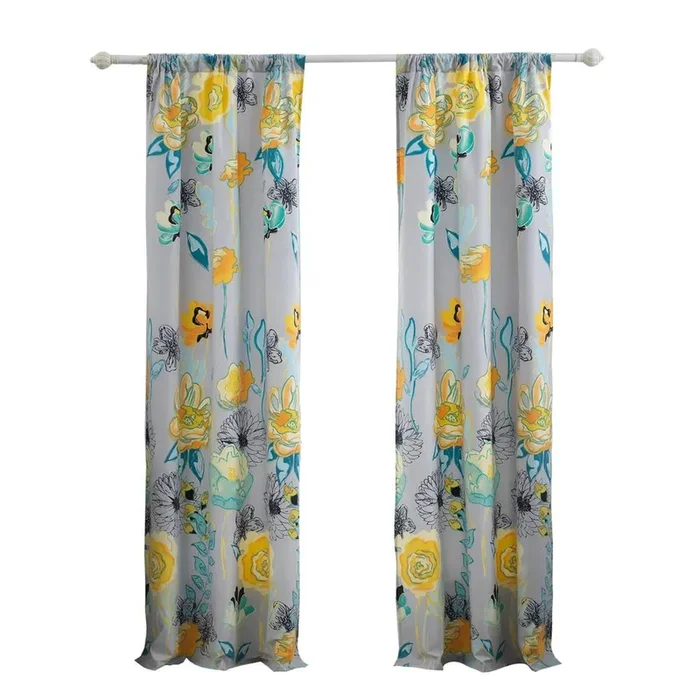 Greenland Home Fashion Watercolor Dream Curtains – Gray 42×84″