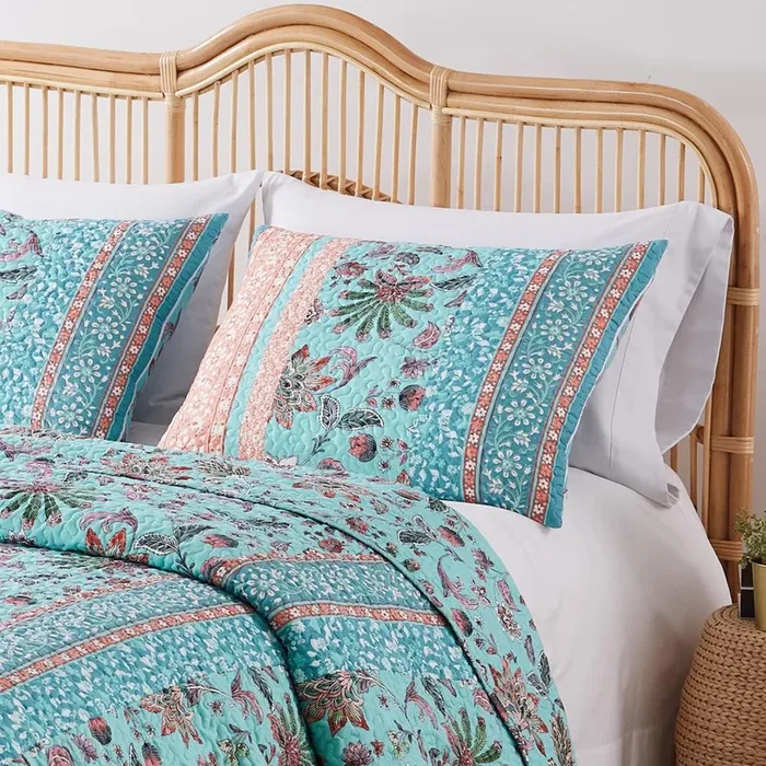 Greenland Home Fashions Barefoot Bungalow Audrey Pillow Sham – Turquoise