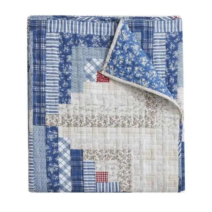 Greenland Home Fashions Reversible Rustic Log Cottage Cabin Design Microfiber Back Premium Cotton Face Throw 50″ x 60″ Calico