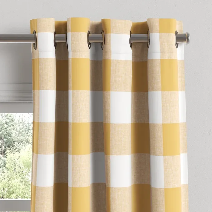 Grommet Drapery in Buffalo Check – Sunny
