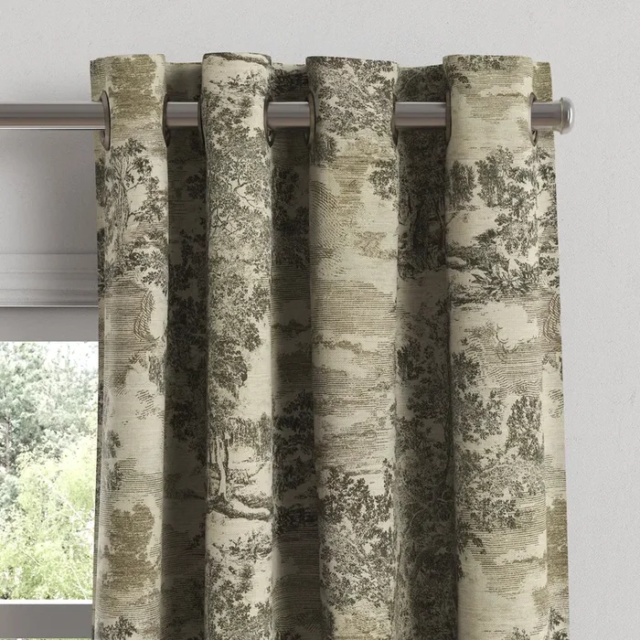 Grommet Drapery in Country Toile – Onyx