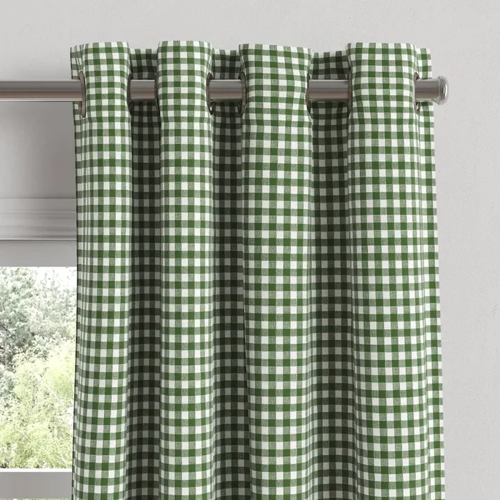 Grommet Drapery in Gingham – Fir