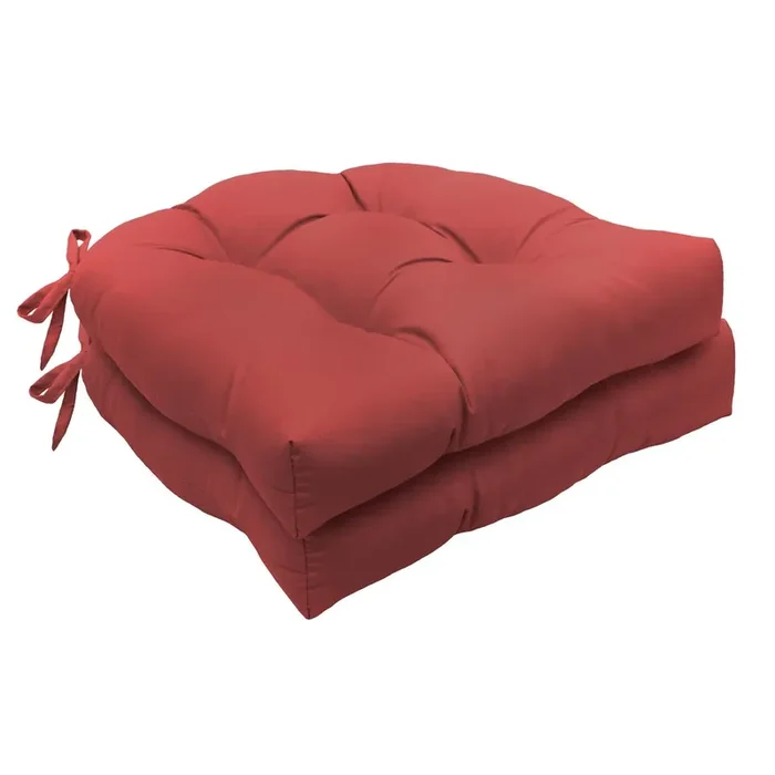 Habitat Tufted Ultra Soft Comfortable Chair Pad Pack of 2 Each 15″ X 15″ Red