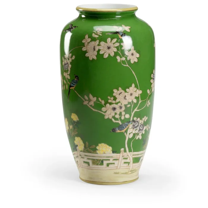 Hand Painted Ceramic Vases with Birds & Floral