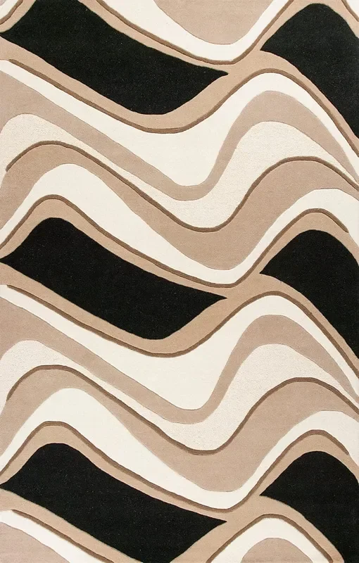 KAS Eternity 1071 waves Black / Beige Rugs