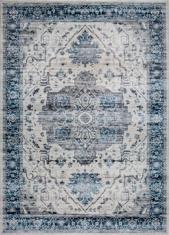 KAS Roxy 2821 Tabriz Ivory/Blue Rug