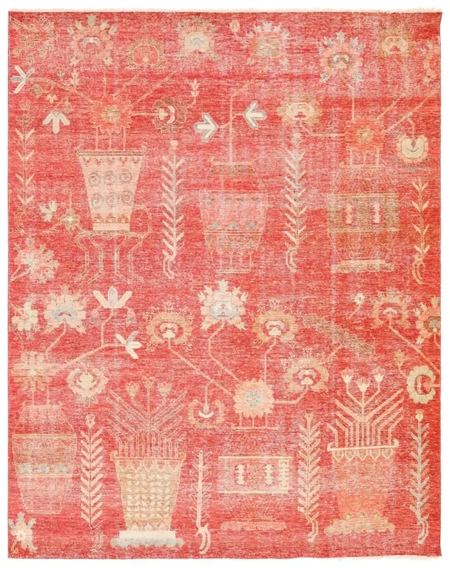 Khotan Vase Handwoven Transitional Rug, J71381