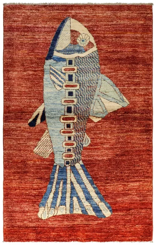Large Fish Handwoven Contemporary Rug, J80302