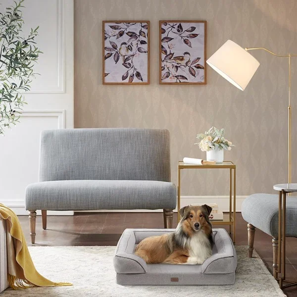 Martha Stewart Bella Pet Couch in Grey, 20×25+5.5″ MS63PC5358M