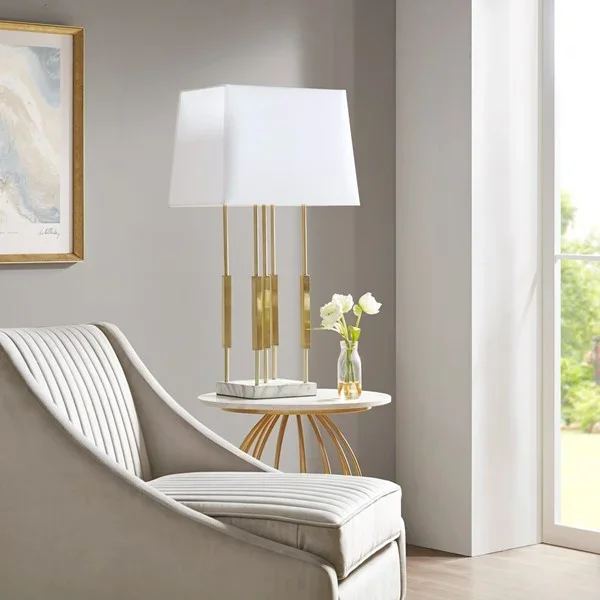 Martha Stewart Doyer Metal Table Lamp in Gold/White MT153-0068