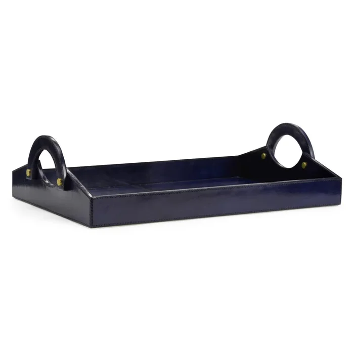 “Midnight Splendor” Leather Tray with Handles
