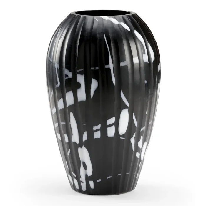 Monochrome Marvel: Abstract Cut Glass Vase