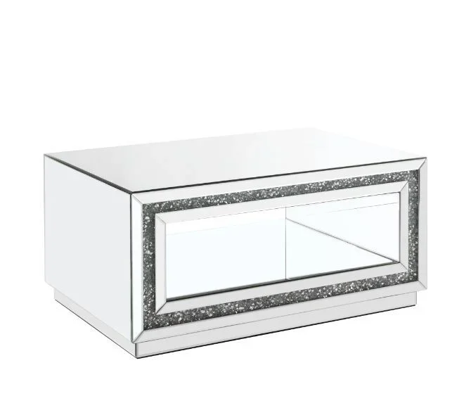 Noralie – 35″ X 24″ Coffee Table – Mirrored & Faux Diamonds