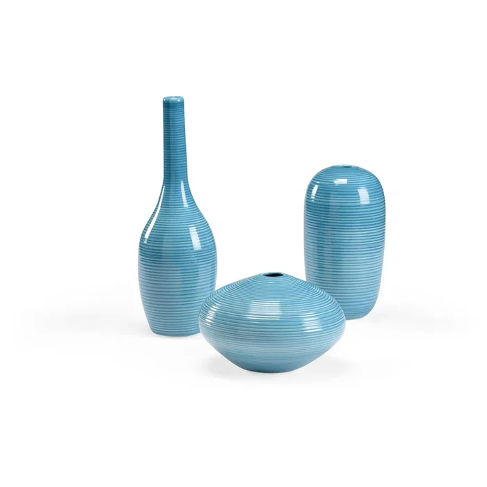 Ocean Blue Glazed Ceramic Jars Set