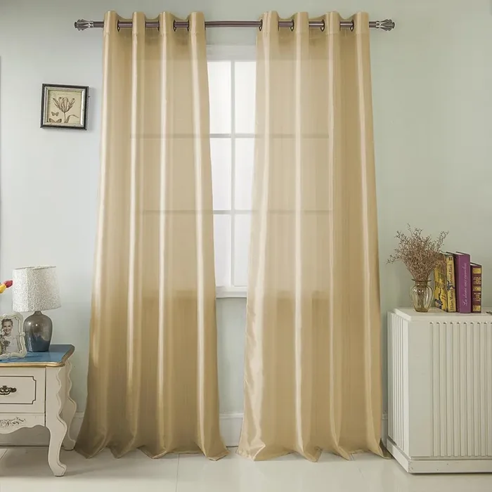 Olivia Gray Nancy Elegant Faux Silk Grommet Curtain Panel – Easy to Install Machine Washable Polyester Curtain Panels with 8 Bronze Metal Grommets – 54-inch x 63-inch each