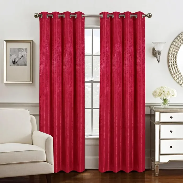 Olivia Gray Roxy Two Tone Jacquard Grommet Single Panel – Red