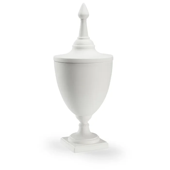 Opulent Ivory Ceramic Urn with Lid