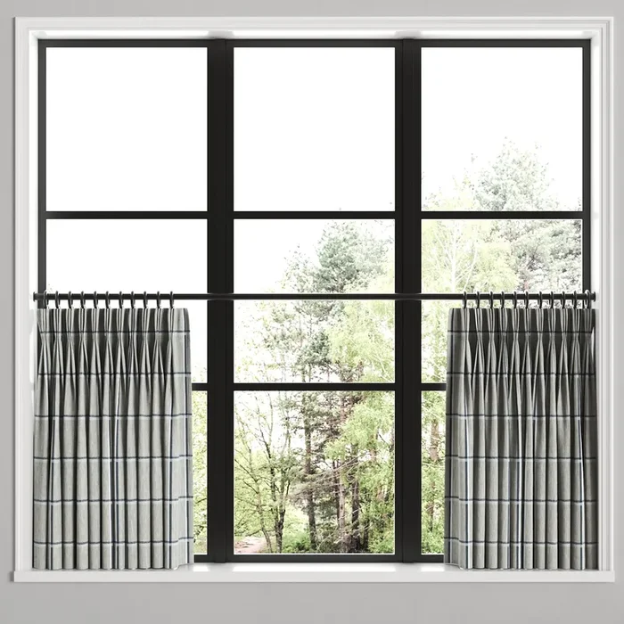 Pinch Pleat Cafe Curtains in Check With Me – Feather