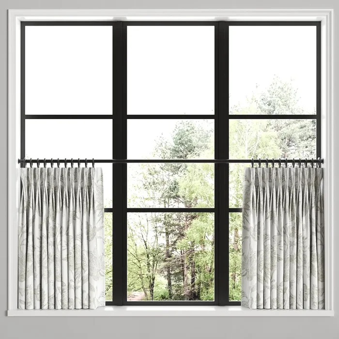 Pinch Pleat Cafe Curtains in Toile – Rich Cream