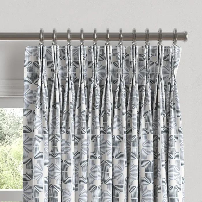 Pinch Pleat Drapery in Groovy – Denim