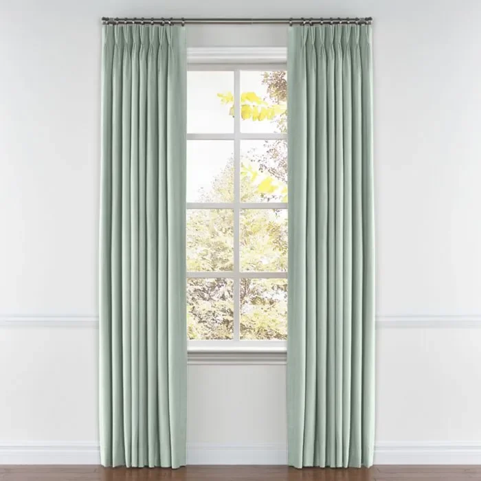 Pinch Pleat Drapery in Lush Linen – Seafoam