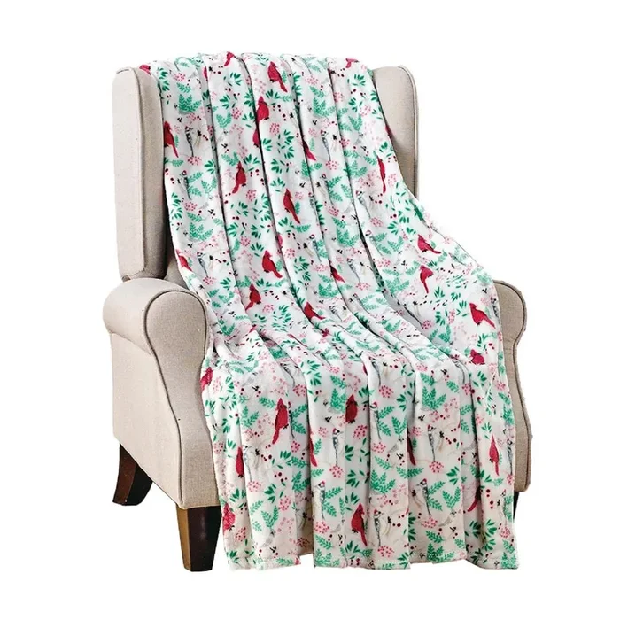 Plazatex Cardinal plush Decorative Machine Washable Throw 50″ x 60″ White