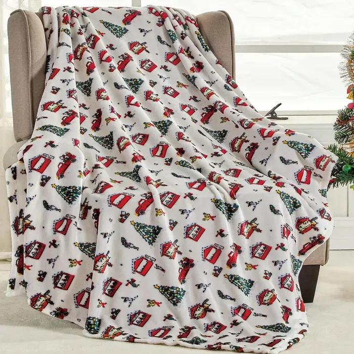 Plazatex Celebrating Christmas Micro plush Decorative All Season Multi Color 50″ X 60″ Throw Blanket
